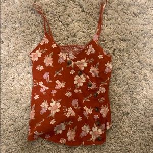 Red flowy tank top